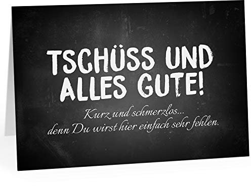 XXL Abschiedskarte (A4) | Tschüss und alles Gute (Persönlich) | mit Umschlag | edle und hochwertige Klappkarte | Zum Abschied | Große Karte für Kollegen, Pension, Rente | Maxi Karte | Überformat