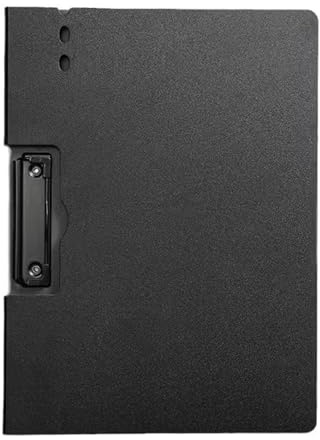 File Cover Folder Clipboard, Profile Clip File Folder, 360 Degree Flip Writing Pad, PP File Clipboard for A4 and Letter Size Business, Office, School Papers - Vertical, Black