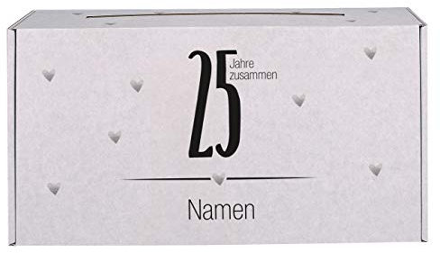 Herz & Heim® Geldbox Briefbox für Hochzeit mit persönlichem Aufdruck der Namen des Brautpaares Silberhochzeit