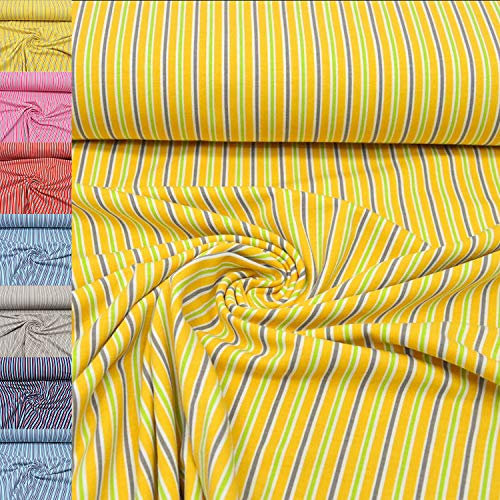 MAGAM-Stoffe Olivia Streifen Jersey Stoff Oeko-Tex Meterware 50cm (5. Gelb Grün)