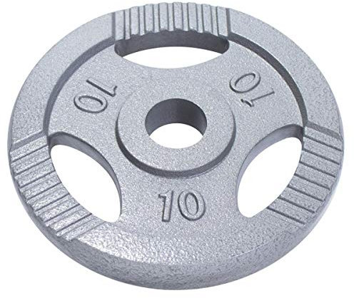 GORILLA SPORTS® Olympia Hantelscheiben - 1,25kg, 2,5kg, 5kg, 10kg, 15kg bis 20kg Gewichte, 50mm Bohrung, Tri-Grip, aus Gusseisen, Silber - Gewichtsscheiben, Olympiascheiben