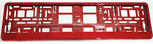 TEILE-24.EU Malinowski 1 x Kennzeichenhalter Chrom Schwarz Blau Türkis Gold Grün Orange Rot Weiß Violett Silber Kennzeichenhalterung Vollverchromt DIE Menge UND Farbe WÄHLBAR. (Rot)