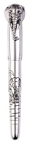 Lyguy Fountain Pen, Elephant Head in Lid Fountain Pen Delicate Medium Nib Signature Pens Business Home Office School Supplies A