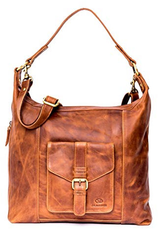 ALMADIH große Leder Umhängetasche Damen SARA BD mit 2 Riemen - Ledertasche Handtasche Schultertasche Henkeltasche Businesstasche Shopper Freizeittasche Tragetasche braun (SARA deluxe)