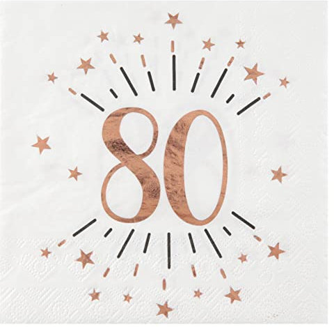 Servietten Sparkling mit Sternen Zahl 80 rosegold