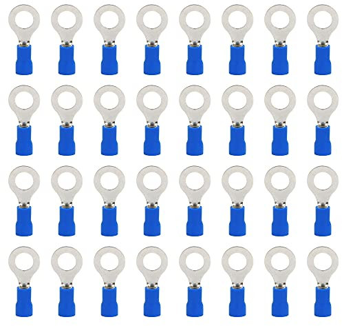 Ruidee 100 Pezzi Terminali ad Anello Connettori Elettrici M8 PVC Occhiello Anello Isolati Capicorda Giallo di Rame Connettore Terminale per Il Collegamento di Cavi, Fili (PRB8)