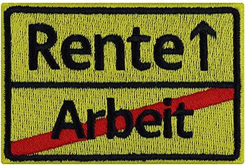 Rentner Geschenk RENTE-Arbeit Aufnäher Pensionierung Geschenk für Frauen/Männer Ruhestand Patch Straßenschild Renteneintritt Applikation Jacke/Jeans/Karte | 90x60mm
