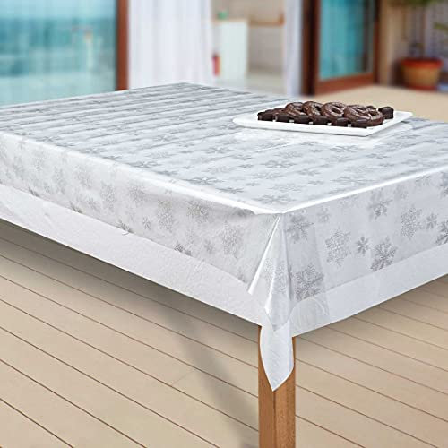 laro Wachstuch-Tischdecke Sterne Weihnachten Weihnachts-Motive PVC Wachstischdecke Eckig Meterware Wasserabweisend Abwischbar |20|, Muster:Folie Transparent. Blumen, Größe:100-140 cm
