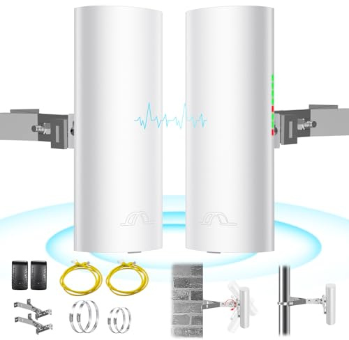 5,8 G kabellose Brücke mit Stange/Wandhalterung, erweitern Sie den Starlink Internetzugang im Freien, 2 Meilen Punkt-zu-Punkt-WLAN-Brücken mit PoE-Adapter, 2 Stück