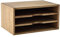 KIRIGEN Desk Document Organizer Stand Tray 3 Compartments Desktop Storage Box Organizer Rack File Dividers Holders Dark Brown