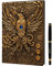 D&D Notizbuch – RPG Journal/Notebook mit 3D Goldener Phönix Motiv im Kunstledereinband mit Stift. Notizbuch für Rollenspiele/Pen & Paper/DND Zubehör Fantasy-Geschenk Dungeons & Dragons Dungeon Master