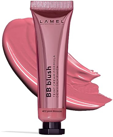 Lamel BB Blush for Cheeks Makeup - Lightweight and Long Lasting Liquid Blush - Blendable Cream Formula for Cheeks, Natural Finish Cream Contour - 402 (Pink Blossom) - 10ml/0,33fl.oz