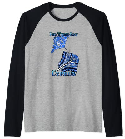 Fig Tree Bay Cyprus Vacation Tribal Stingray Raglan Baseball Tee