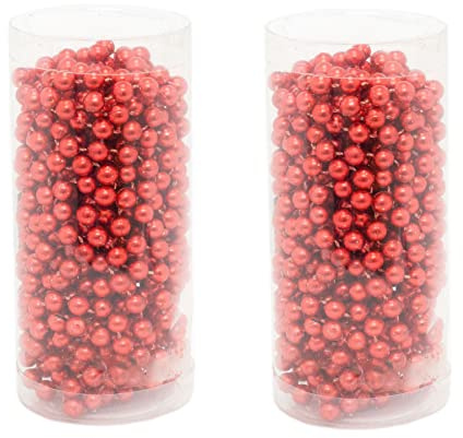 Carousel Home Pack Of 2 Red Christmas Tree Bead Chain | Traditional Christmas Hanging Bead Garland Decoration | Christmas Bead String Chain 7.5m