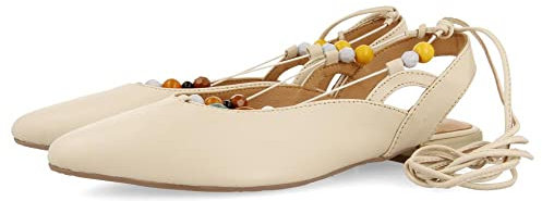 Bailarinas Off-White de Piel destalonadas con Cordones con Piedras multicolorpara Mujer coussey