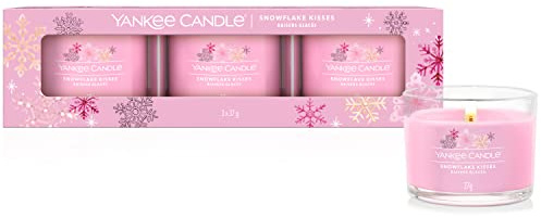 Yankee Candle Scented Candles Gift Set Snowflake Kisses Filled Votive Snow Globe Wonderland Collection Perfect Gifts for Women 3 Count, 1721622E
