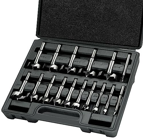 BEHAPPY Forstnerbohrer-Set, 16-teiliges Holzbohrer-Set, Hartmetall-Forstner-Bit-Set für Holz, Hartholz, Weichholz, Schlangenöffner, Rundschaft, Werkzeug Bohrwerkzeug für Holzbearbeitung