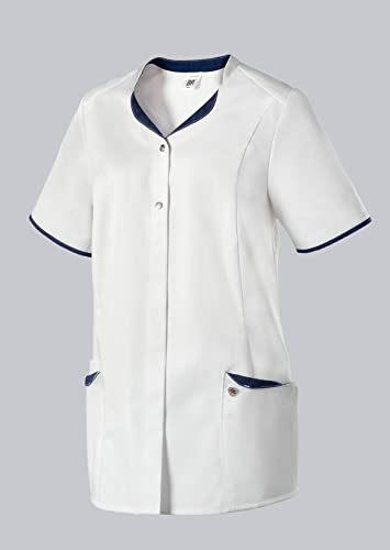 BP 1702-485-2110 Kasack Für Damen, Moderne Passform, 50% Baumwolle/50% Polyester, Weiß/Nachtblau, Größe Ln