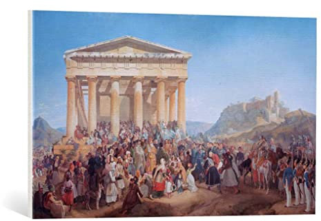 kunst für alle Leinwandbild: Peter von Hess Der Empfang König Ottos von Griechenland in Athen - hochwertiger Druck, Leinwand auf Keilrahmen, Bild fertig zum Aufhängen, 85x50 cm