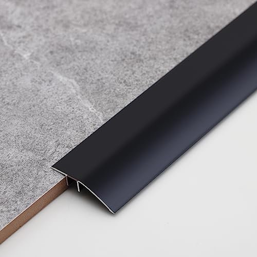 Gaahing Aluminum Floor Transition Threshold Strip, Bridge the Height Gap between 0.5 to 1.2cm for Doorway, Threshold, Transition between Tile and Laminate Planks (0.9m x 43mm, Matte Black)