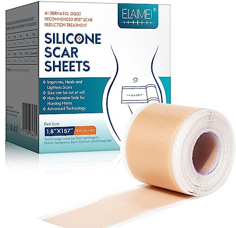 Silikonpflaster für Narben(1.8''x157'' Rolle), Silicone Scar Tape, Silikon Narbenpflaster Wiederverwendbar