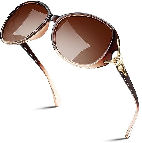 Sunier Sonnenbrille Damen Polarisiert Trendy Groß Übergroße Klassische Vintage Oversize Sonnenbrille Frauen mit 100% UV400 Schutz