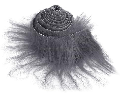 Furry Faux Precut Strips 2x60 Zoll Kunstleder Plüsch Dunkelgrau Pelz Fell Stoff Fluffy Craft Plüschstoff fur Gnome Beard Santa Hair Dwarf DIY Dekoration Kunstfell Basteln Weihnachts Kunstfellband