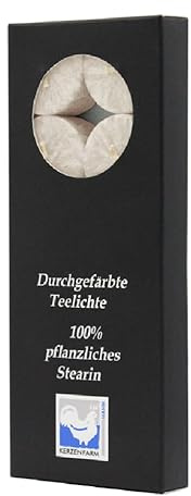 luterna Teelichter aus Stearin, 18/38 mm, Taupe, KERZENFARM HAHN, Brenndauer ca. 4h, 10 Stück pro Verpackung