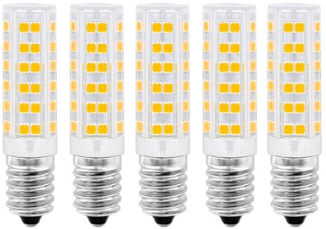 HUAMu Lot de 5 ampoules LED E14 pour hotte aspirante 7 W (équivalent halogène 70 W), 700 lm, blanc chaud (3000 K), AC220–230 V, non variable, petit culot à vis SES pour réfrigérateur/hotte de