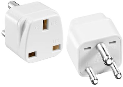 LUKELI UK to India Plug Adapter India Travel Adapter Maldives Plug Adapter for Indian Pakistan Sri Lanka,Burma,Maldives Iraq Nepal Yemen Zambia (White 2 Pack)