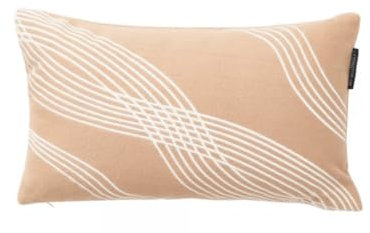 Lexington Waves Recycled Heavy Cotton Twill 50x30 Pillow, Beige/White, 30x50cm
