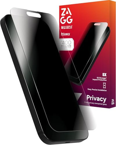 ZAGG InvisibleShield Glass Elite Privacy, Displayschutz aus gehärtetem Glas für Apple iPhone 16 und iPhone 15 [6.1-Inch], Blickschutz, kratzfest, stoßfest. (schwarz)