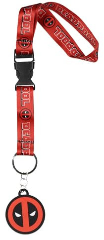Bioworld Marvel Deadpool - Cordino da polso per chiavi con portachiavi in gomma da 5,1 cm