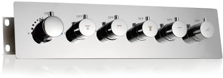 Miscelatore Termostatico a 5 Vie, Termostatico Doccia Incasso Ottone con Deviatore Miscelatore Doccia, può Funzionare Contemporaneamente, 6 Manici Rotondi (Cromo)
