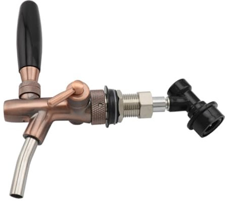 Yominerr Einstellbarer Zapfhahn für Fassbier mit Kugelverschluss für Flüssigkeitszufuhr, Verchromter Durchflussregler, Bierhahn für Selbstgebrautes Kegerator