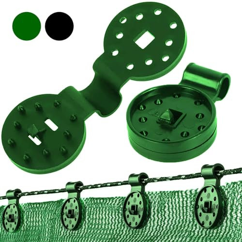 Clips para toldos lonas redes. Clip de malla para sujeccion red de sombra, fijacion de plastico para tela ocultacion o sombreado. Grapas Pinzas Broches Ganchos Enganches reutilizables (Verde 80 clips)