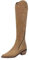 BILIKEYU Stivali alti al ginocchio da donna in pizzo con taglio a V stivali alti Chunky Block tacco stivali lunghi con cerniera laterale, beige., 42 EU