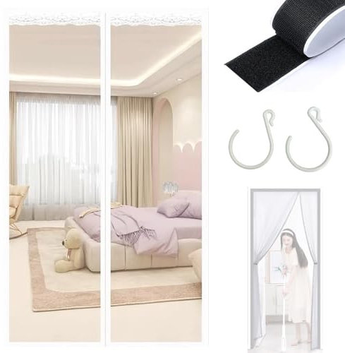 Generisch Transparent Magnet Wärmeschutzvorhang Türvorhang, 70x190cm 90x200cm 100x200cm Wärmeschutzvorhang Mit Magneten, Für Wohnzimmer Balkontür Küchentür, Ohne Bohren(Weiß,100cmx200cm)