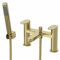 Architeckt® Lund Bathroom Bath Shower Mixer Tap Handset Hose Attachment Twin Lever Handle for Bathtub Modern, Brushed Brass