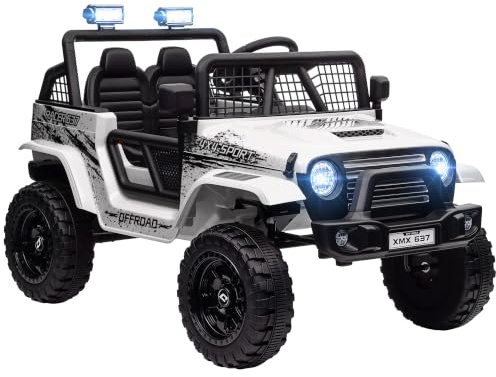 AIYAPLAY Kinder Elektroauto 12 V mit 2,4G Fernbedienung für 3-6 Jahre Weiß | 3-5 km/h, Stoßdämp, Elektrisches Kinderfahrzeug, Musik, Suchscheinwerfer, Scheinwerfer, Hupe, MP3, Elektro Auto