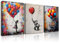 Piy Painting Impression Sur Toile Graffiti, Ballons Art Mural En Toile, Peintures Sur Toile, Tableau Sur Toile Colorées Pour Salon Chambre à Coucher Bureau Cuisine, 3x 30x40cm, Avec Cadre en Bois
