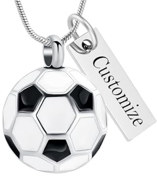 Minicremation Fußball-Urnen-Schmuck für Asche, Fußball-Urnen-Halskette für Damen und Herren, Gedenkurne, Medaillon, Asche, Anhänger, Baseball-Urnen-Halskette für Asche, geliebte Beerdigung, 0.7*0.7