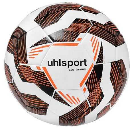 uhlsport Fußball Resist Synergy - Fussball Ball für Kunstrasen und Hartplatz, 4, weiß/schwarz/Fluo orange