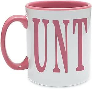 Adult Humour Rude Gift Cup Ceramic UNT C*NT Inside Colour and Handle Ceramic Coffee Tea Mug Cup (Pink)