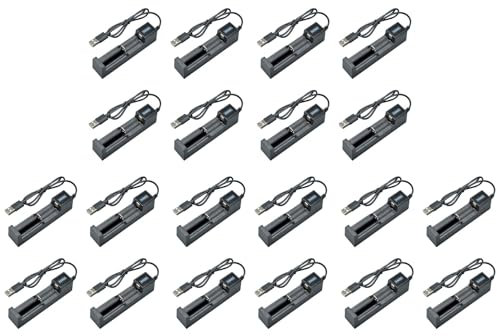 Remingtape 20X Battery Charger USB 1 Slot Universal Quick Charging Rechargeable Lithium Battery Charger for 18650 26650 14500 16340