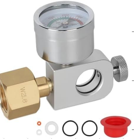Mgoodoo Adapter Soda-Stream Quick Connect for W21.8-14 CO2 Cylinder, CO2 Gas Bottles Refill Adapter with 3500 psi Pressure Gauge, Compatible with Soda-Stream Duo, Art, Terra, Crystal 3.0, Gaia