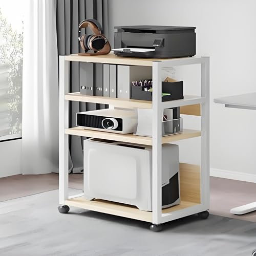 Genérico Moderno Soporte Audiovisual de 2, 3 o 4 Niveles con Ruedas, Rack de Audio Abierto, Mueble estéreo de Suelo, Torre de Audio versátil, Beige (51 x 30 x 94,8 cm)