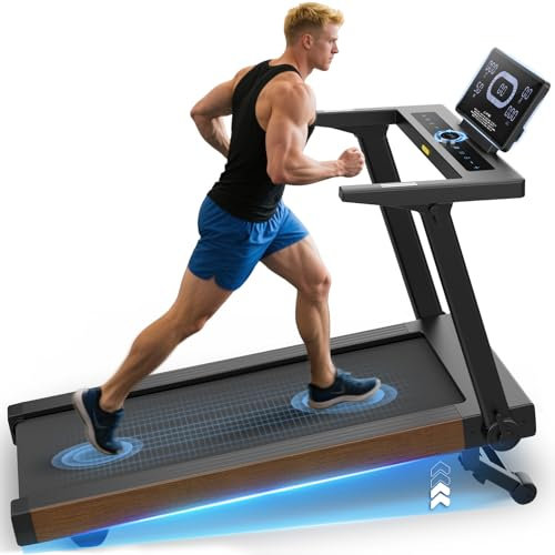 Cowmew Laufband für Zuhause, 7PS Laufband klappbares mit 1-20 km/h, 15% Steigung, Belastung 180Kg, App-kompatibles, LED-Anzeige, Pulssensor, Tablethalterung für Zuhause und Büro