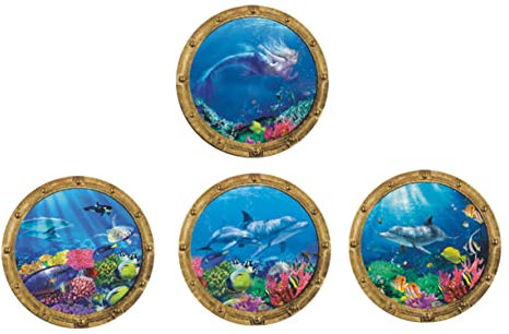 SWOOMEY 3D Meerestiere Aufkleber für Kinderzimmer Selbstklebende Wandaufkleber PVC Wandtattoo Unterwasser Deko für Schlafzimmer Esszimmer Küche Selbstgemacht Wanddekoration