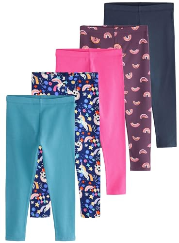 NEXT Mädchen Standard Leggings Navy/Pink Rainbow Unicorn 134